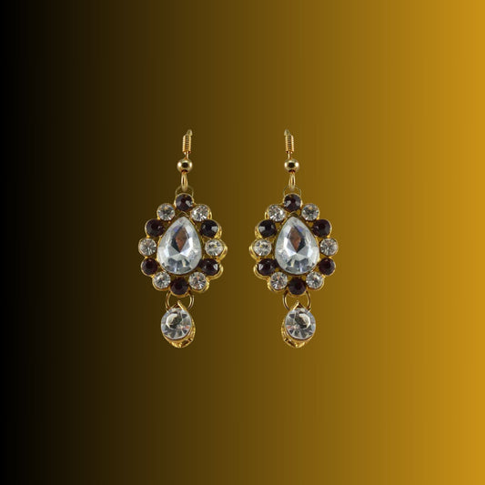 Multi Stone Stud-Gold Platted Brass Earring Pack Of-2 (sku-ear219)