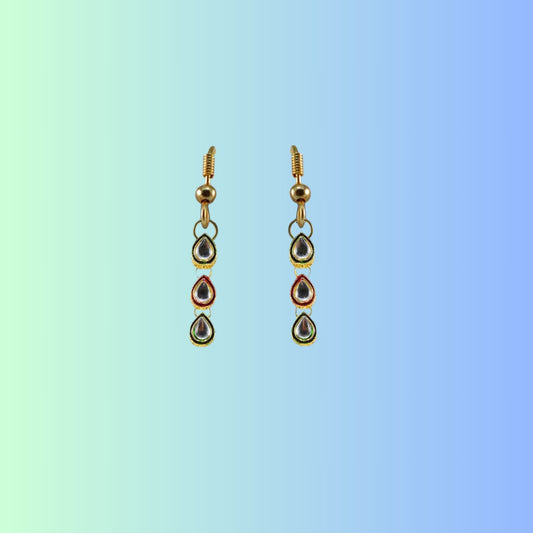 Multi Stone Stud-Gold Platted Brass Earring Pack Of-2 (sku-ear222)