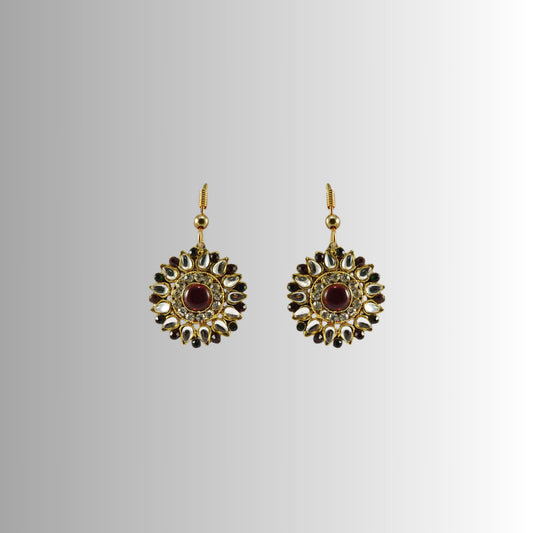 Multi Stone Stud-Gold Platted Brass Earring Pack Of-2 (sku-ear322)