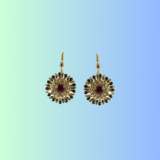 Multi Stone Stud-Gold Platted Brass Earring Pack Of-2 (sku-ear322)