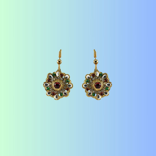 Multi Stone Stud-Gold Platted Brass Earring Pack Of-2 (sku-ear324)