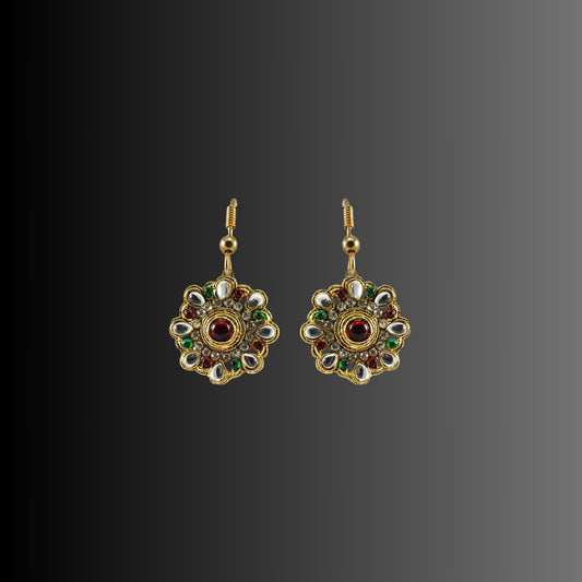 Multi Stone Stud-Gold Platted Brass Earring Pack Of-2 (sku-ear324)