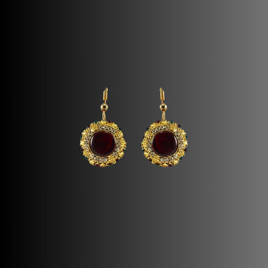 Multi Stone Stud-Gold Platted Brass Earring Pack Of-2 (sku-ear325)