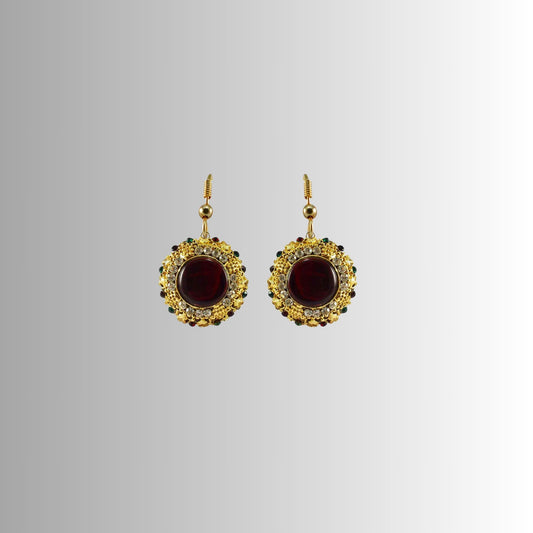 Multi Stone Stud-Gold Platted Brass Earring Pack Of-2 (sku-ear325)