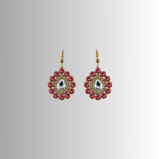 Multi Stone Stud-Gold Platted Brass Earring Pack Of-2 (sku-ear327)
