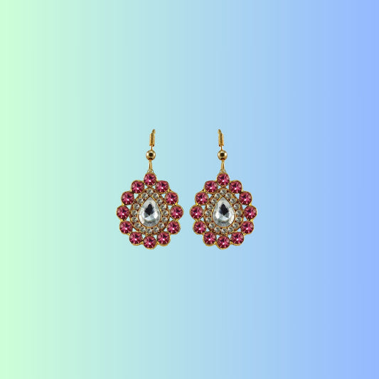 Multi Stone Stud-Gold Platted Brass Earring Pack Of-2 (sku-ear327)