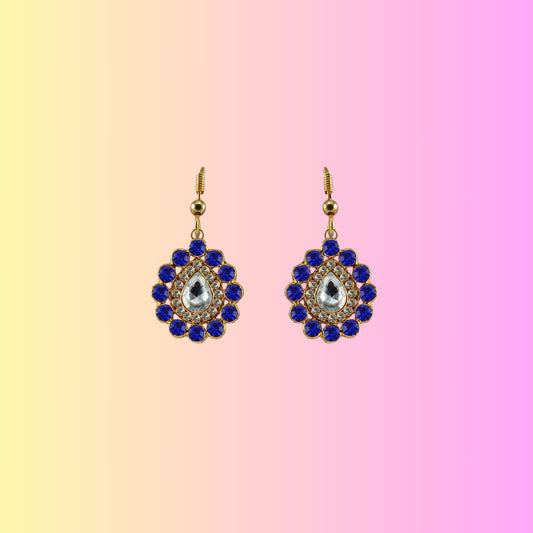 Multi Stone Stud-Gold Platted Brass Earring Pack Of-2 (sku-ear328)