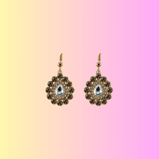 Multi Stone Stud-Gold Platted Brass Earring Pack Of-2 (sku-ear331)