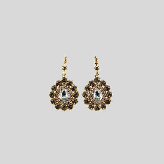 Multi Stone Stud-Gold Platted Brass Earring Pack Of-2 (sku-ear331)