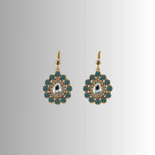 Multi Stone Stud-Gold Platted Brass Earring Pack Of-2 (sku-ear333)