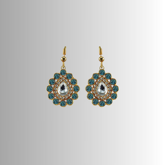 Multi Stone Stud-Gold Platted Brass Earring Pack Of-2 (sku-ear333)