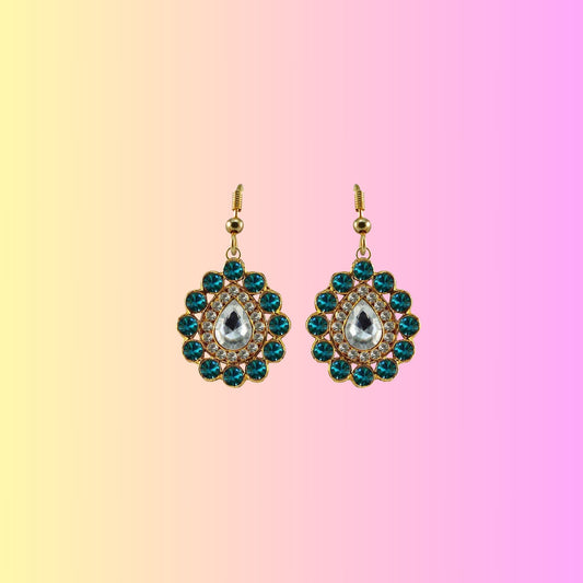 Multi Stone Stud-Gold Platted Brass Earring Pack Of-2 (sku-ear342)