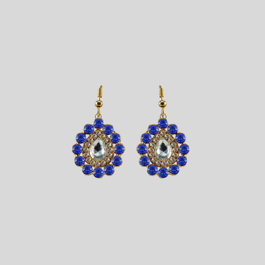 Multi Stone Stud-Gold Platted Brass Earring Pack Of-2 (sku-ear343)