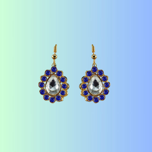 Multi Stone Stud-Gold Platted Brass Earring Pack Of-2 (sku-ear350)