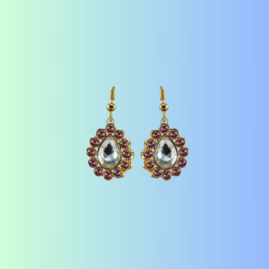 Multi Stone Stud-Gold Platted Brass Earring Pack Of-2 (sku-ear352)