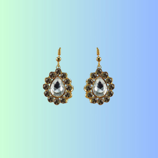 Multi Stone Stud-Gold Platted Brass Earring Pack Of-2 (sku-ear353)