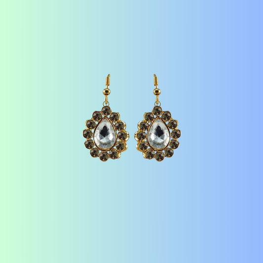 Multi Stone Stud-Gold Platted Brass Earring Pack Of-2 (sku-ear353)
