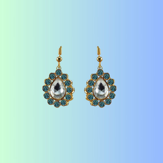 Multi Stone Stud-Gold Platted Brass Earring Pack Of-2 (sku-ear355)