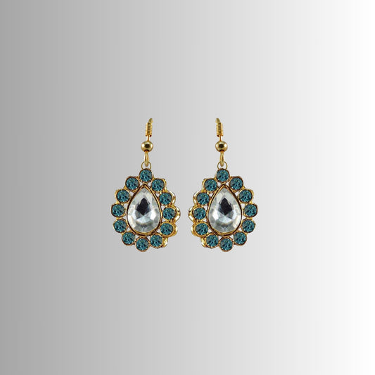 Multi Stone Stud-Gold Platted Brass Earring Pack Of-2 (sku-ear355)