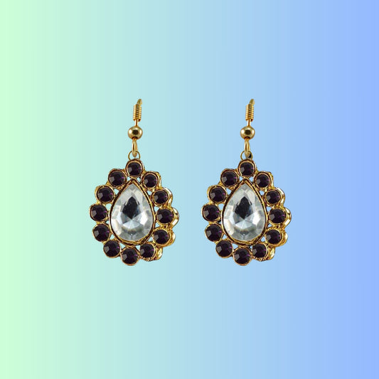 Multi Stone Stud-Gold Platted Brass Earring Pack Of-2 (sku-ear360)