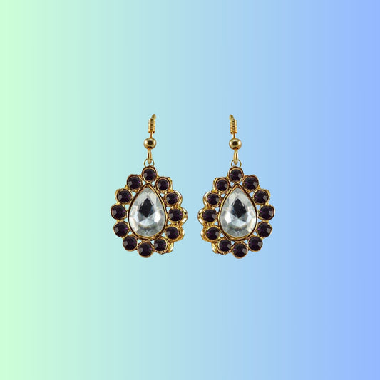 Multi Stone Stud-Gold Platted Brass Earring Pack Of-2 (sku-ear360)