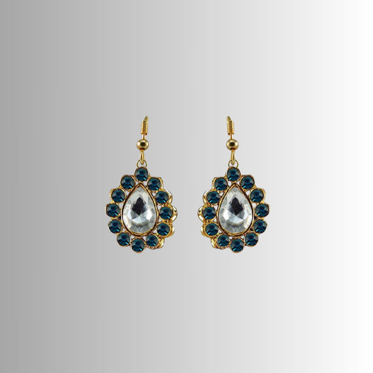 Multi Stone Stud-Gold Platted Brass Earring Pack Of-2 (sku-ear362)