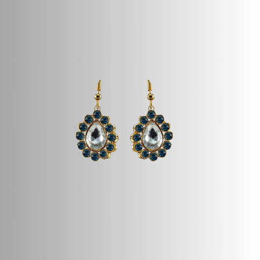 Multi Stone Stud-Gold Platted Brass Earring Pack Of-2 (sku-ear362)