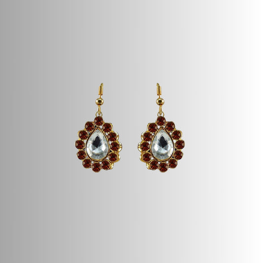 Multi Stone Stud-Gold Platted Brass Earring Pack Of-2 (sku-ear364)