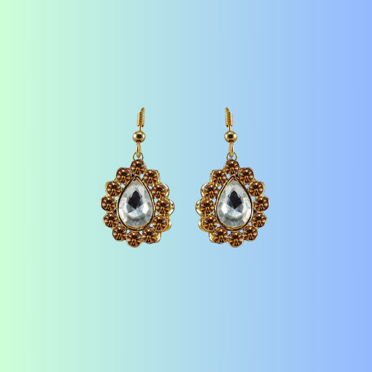 Multi Stone Stud-Gold Platted Brass Earring Pack Of-2 (sku-ear369)