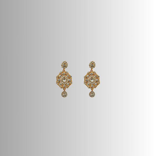 Golden Stone Stud-Gold Platted Brass Earring Pack Of-2 (sku-ear630)