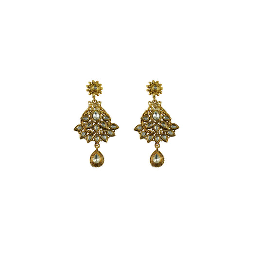 Golden Stone Stud-Gold Platted Brass Earring Pack Of-2 (sku-ear631)