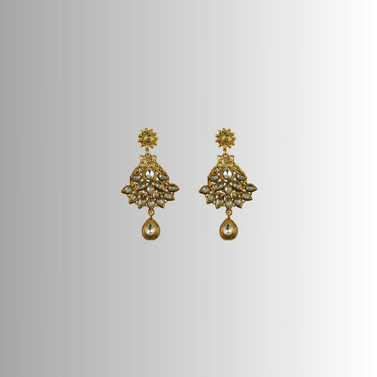 Golden Stone Stud-Gold Platted Brass Earring Pack Of-2 (sku-ear631)