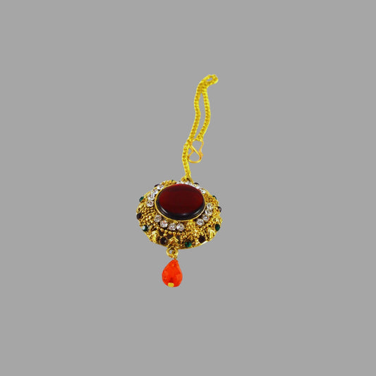 Multi Stone Stud-Gold Platted Brass Mang Tika Pack Of-1 (sku-man190)