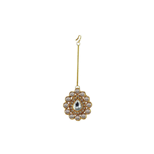 Golden Stone Stud-Gold Platted Brass Mang Tika Pack Of-1 (sku-man205)