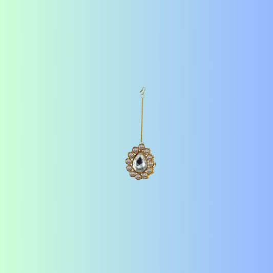Golden Stone Stud-Gold Platted Brass Mang Tika Pack Of-1 (sku-man206)