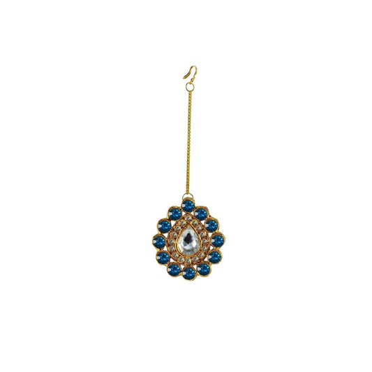Golden Stone Stud-Gold Platted Brass Mang Tika Pack Of-1 (sku-man207)