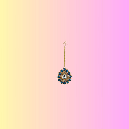 Golden Stone Stud-Gold Platted Brass Mang Tika Pack Of-1 (sku-man207)