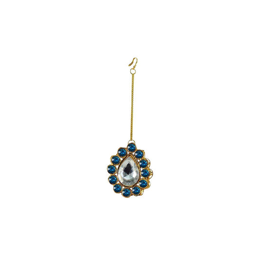 Golden Stone Stud-Gold Platted Brass Mang Tika Pack Of-1 (sku-man208)