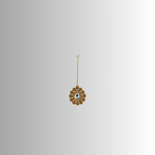 Golden Stone Stud-Gold Platted Brass Mang Tika Pack Of-1 (sku-man209)