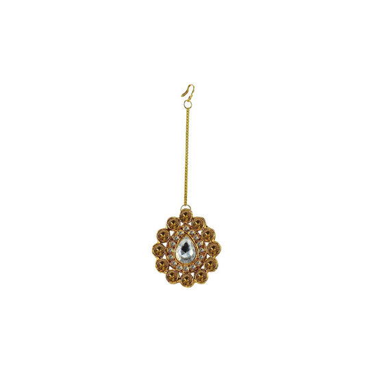 Golden Stone Stud-Gold Platted Brass Mang Tika Pack Of-1 (sku-man209)
