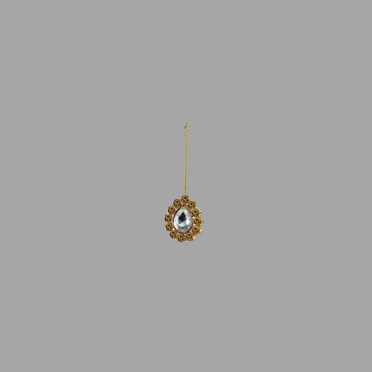 Golden Stone Stud-Gold Platted Brass Mang Tika Pack Of-1 (sku-man210)