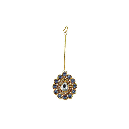 Golden Stone Stud-Gold Platted Brass Mang Tika Pack Of-1 (sku-man211)