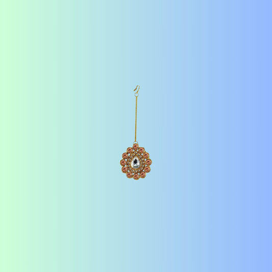 Golden Stone Stud-Gold Platted Brass Mang Tika Pack Of-1 (sku-man213)