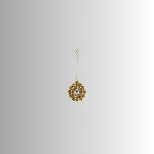 Golden Stone Stud-Gold Platted Brass Mang Tika Pack Of-1 (sku-man215)