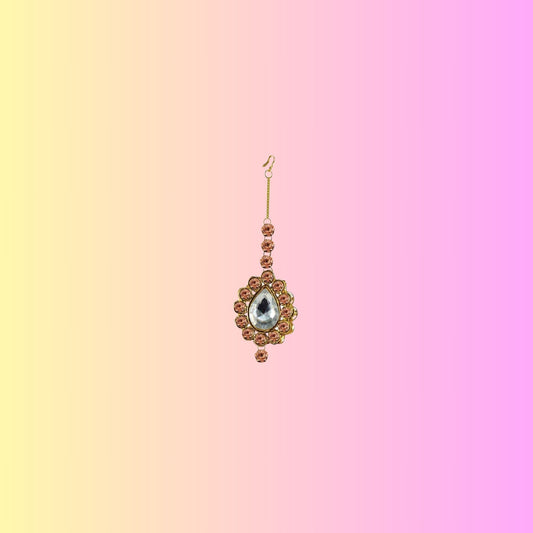 Golden Stone Stud-Gold Platted Brass Mang Tika Pack Of-1 (sku-man278)