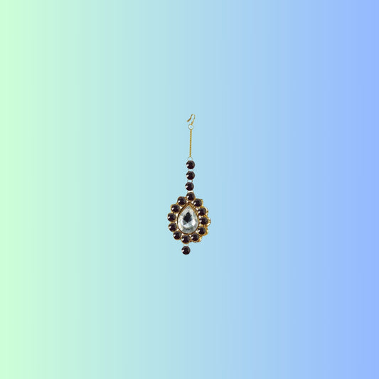 Golden Stone Stud-Gold Platted Brass Mang Tika Pack Of-1 (sku-man280)