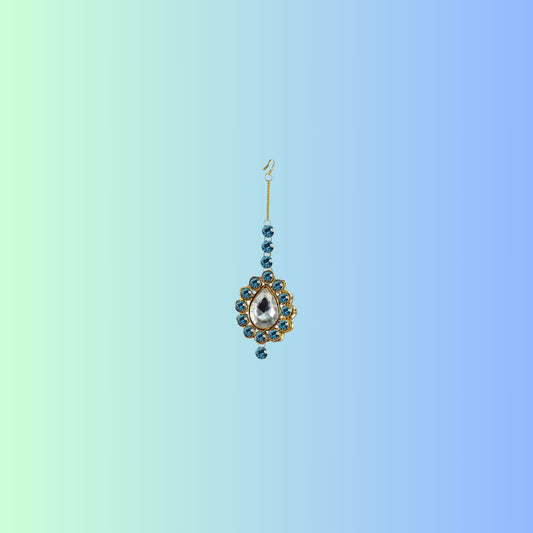 Golden Stone Stud-Gold Platted Brass Mang Tika Pack Of-1 (sku-man282)