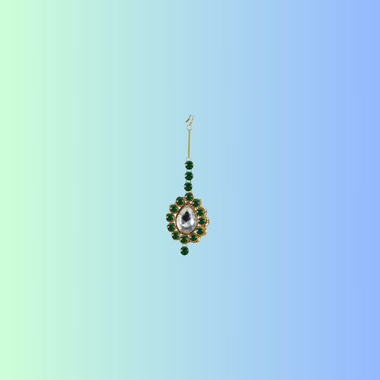 Golden Stone Stud-Gold Platted Brass Mang Tika Pack Of-1 (sku-man284)
