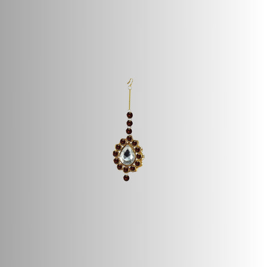 Golden Stone Stud-Gold Platted Brass Mang Tika Pack Of-1 (sku-man285)