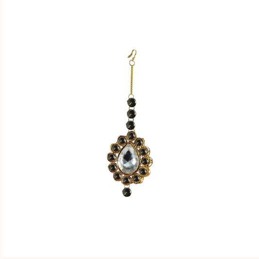 Golden Stone Stud-Gold Platted Brass Mang Tika Pack Of-1 (sku-man287)